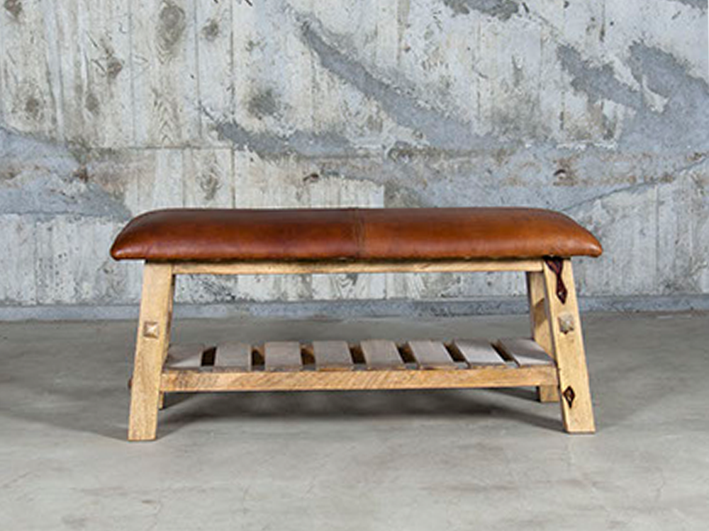 Wooden bench w/lather top