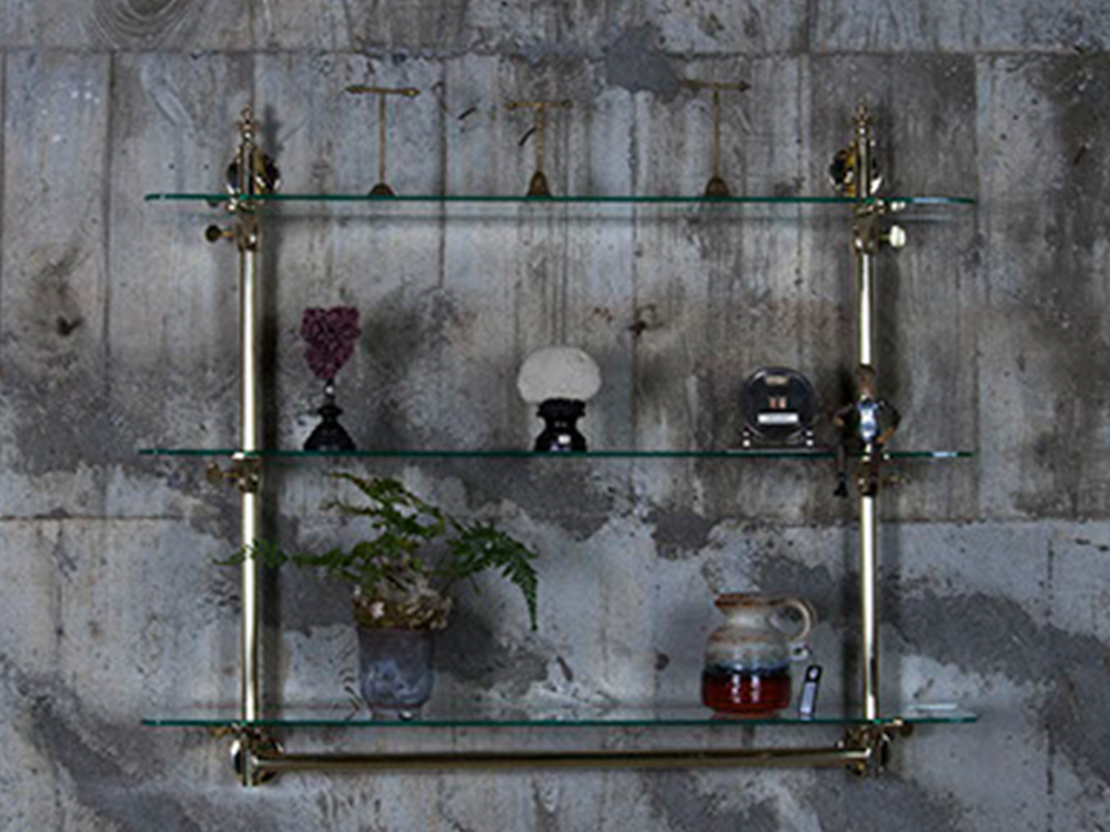 Brass wall bracket shelf