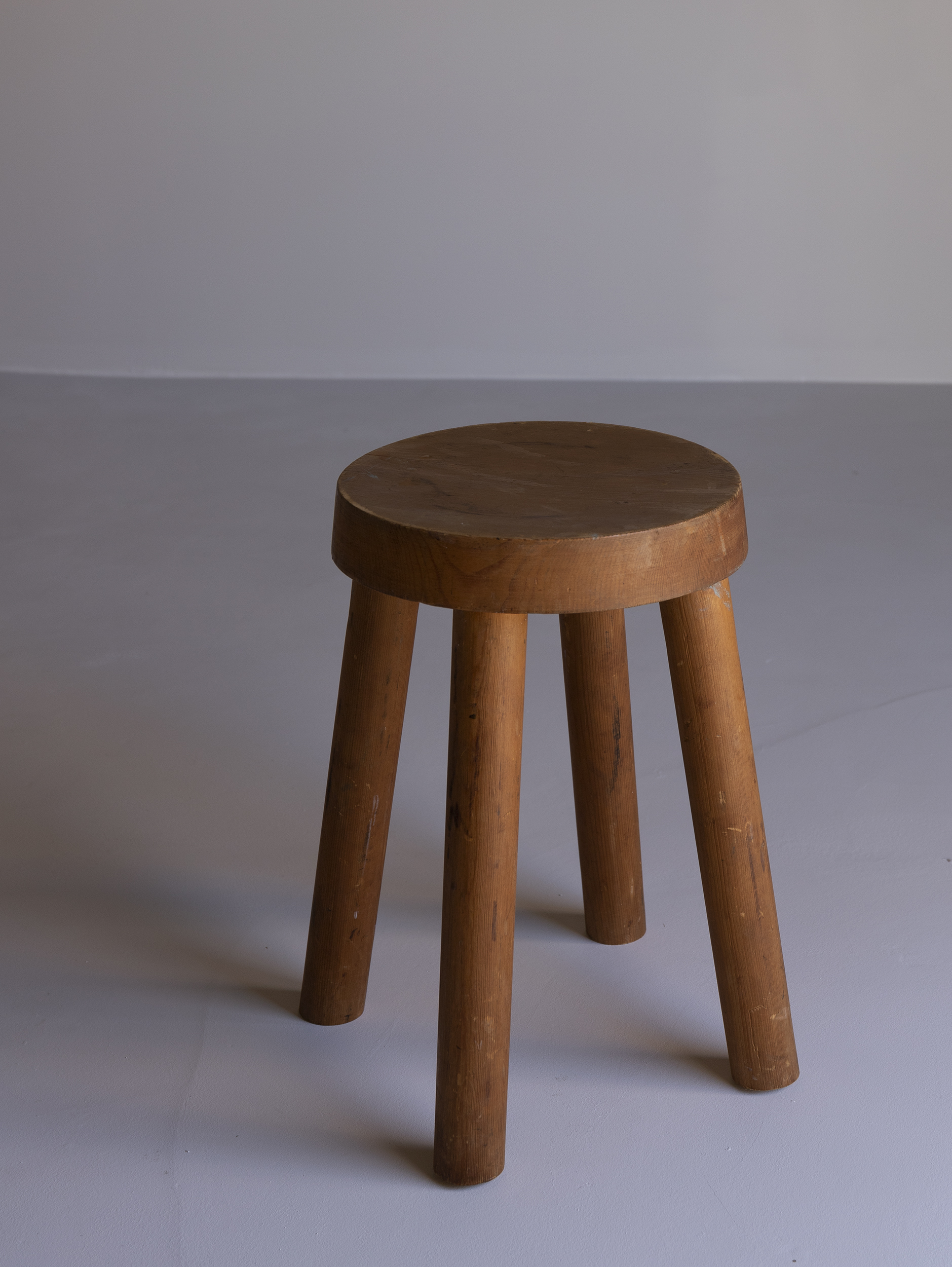Wood stool for Méribel ski resort by Charlotte Perriand