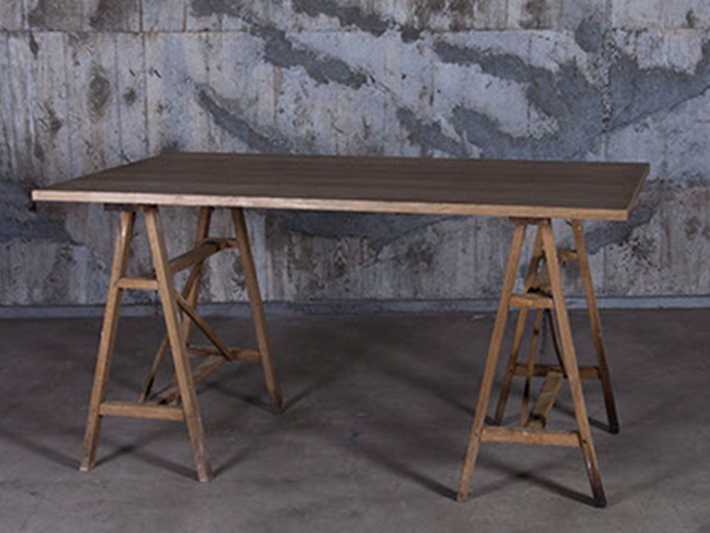 Trestle table w/oak top