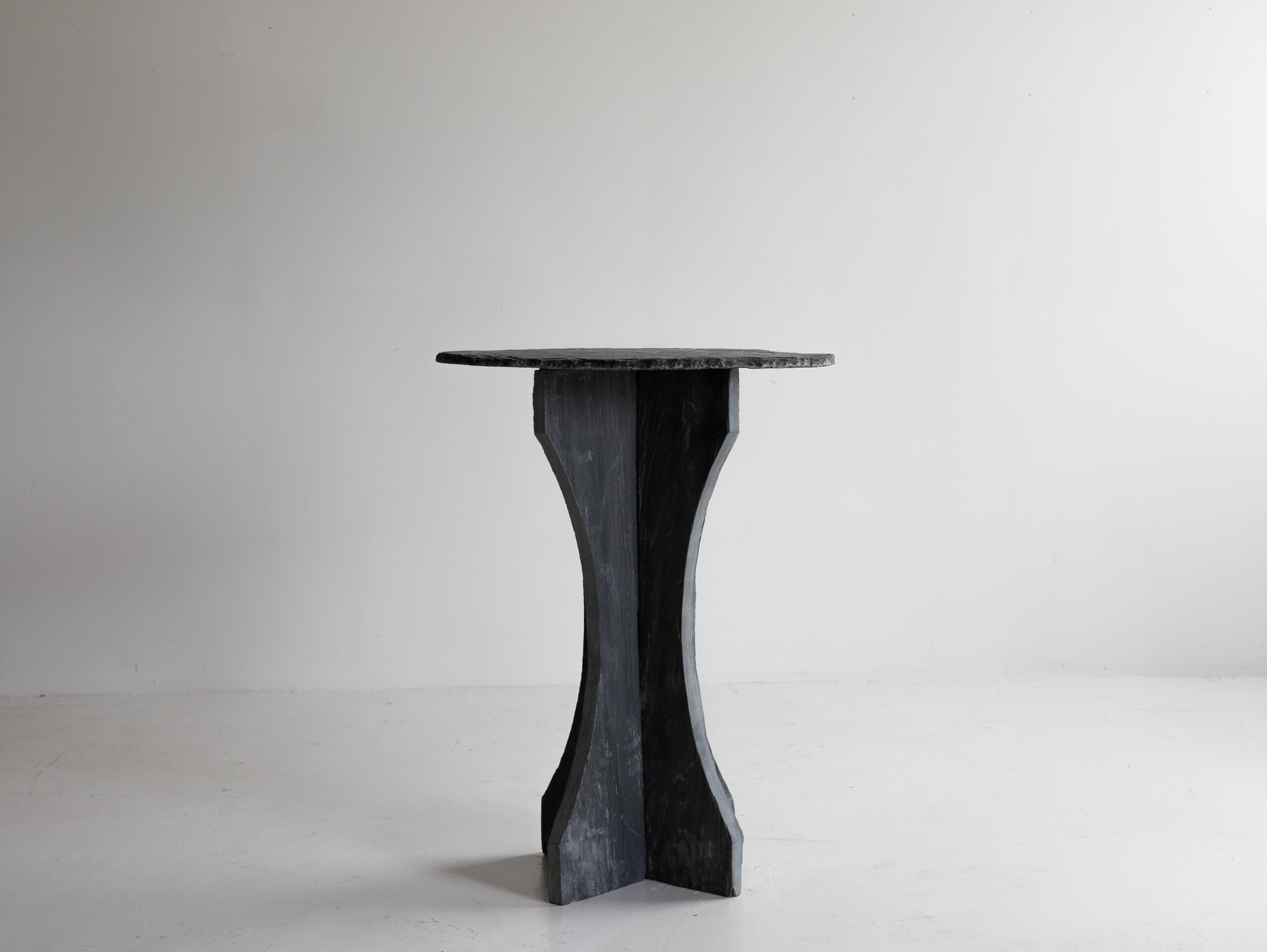 Belgian Primitive Round Blackened Slate Table