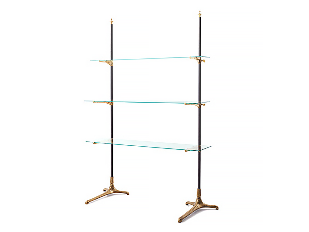 Brass shelves display rack
